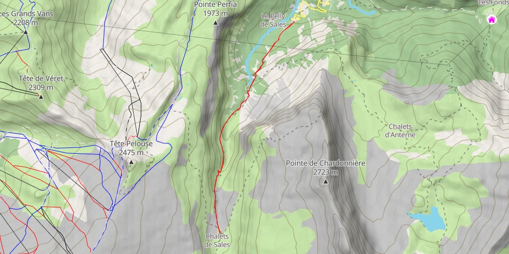 Map of the trail for Refuge de Sales