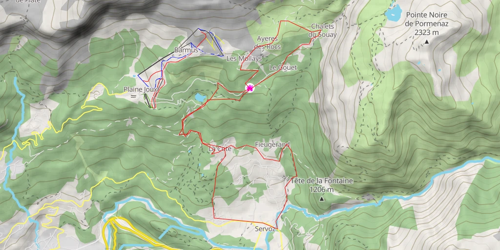 Map of the trail for  Tour des Ayères depuis Servoz