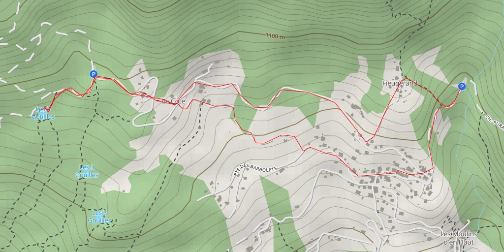 Map of the trail for Les 3 Gouilles
