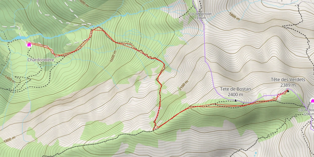 Map of the trail for Tête des Verdets