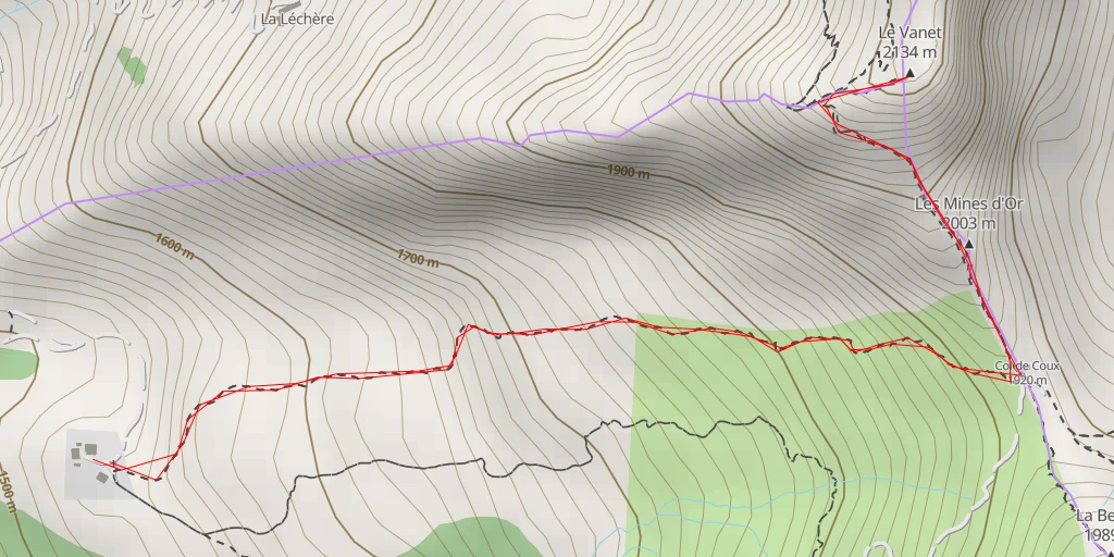 Map of the trail for Le Vanet