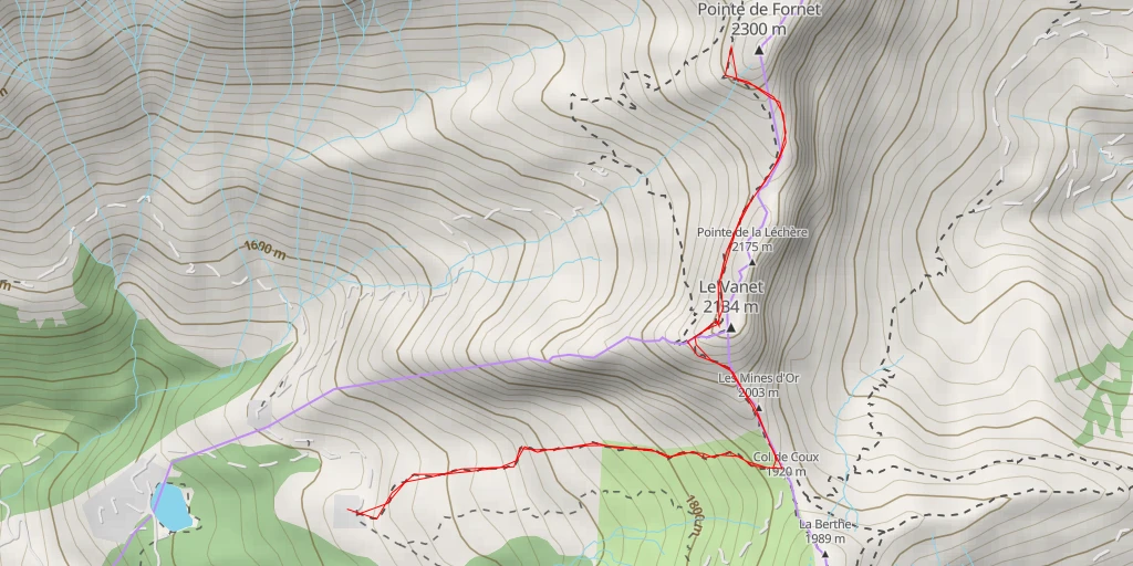 Map of the trail for Pointe de Fornet