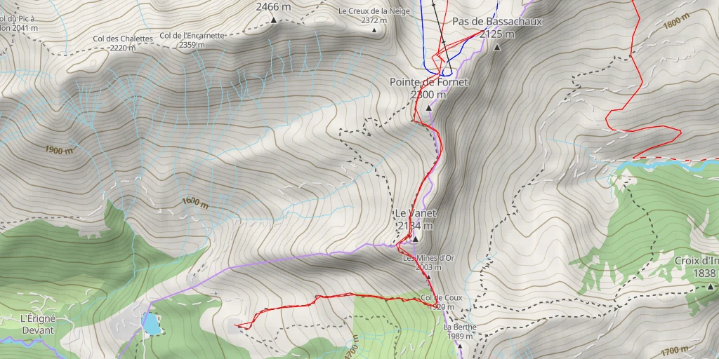 Map of the trail for Pas de Bassachaux