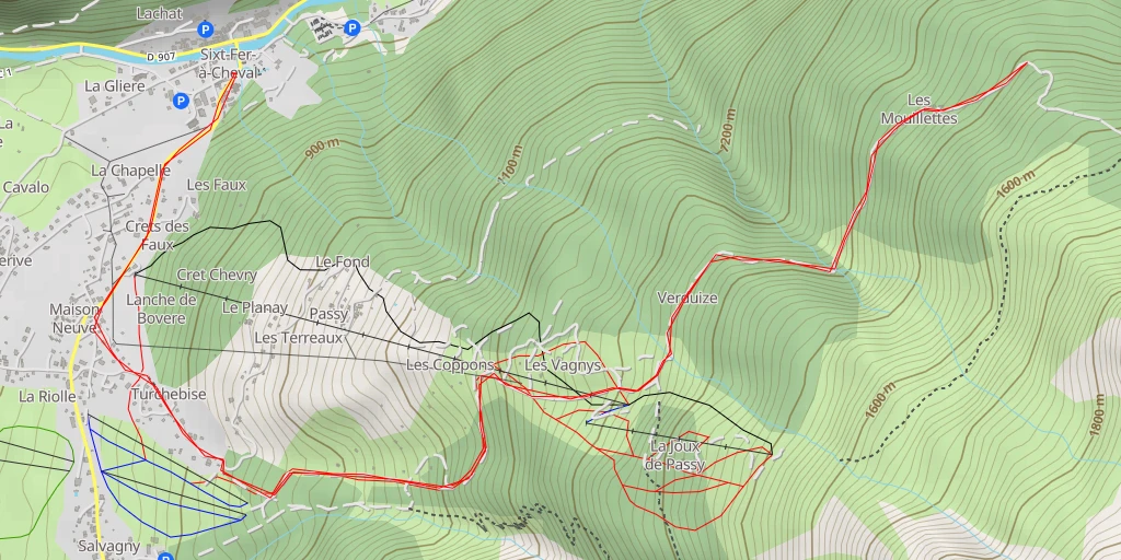 Map of the trail for Cascade du Dard