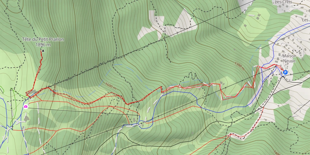 Carte de l'itinéraire :  Tête du Petit Prarion