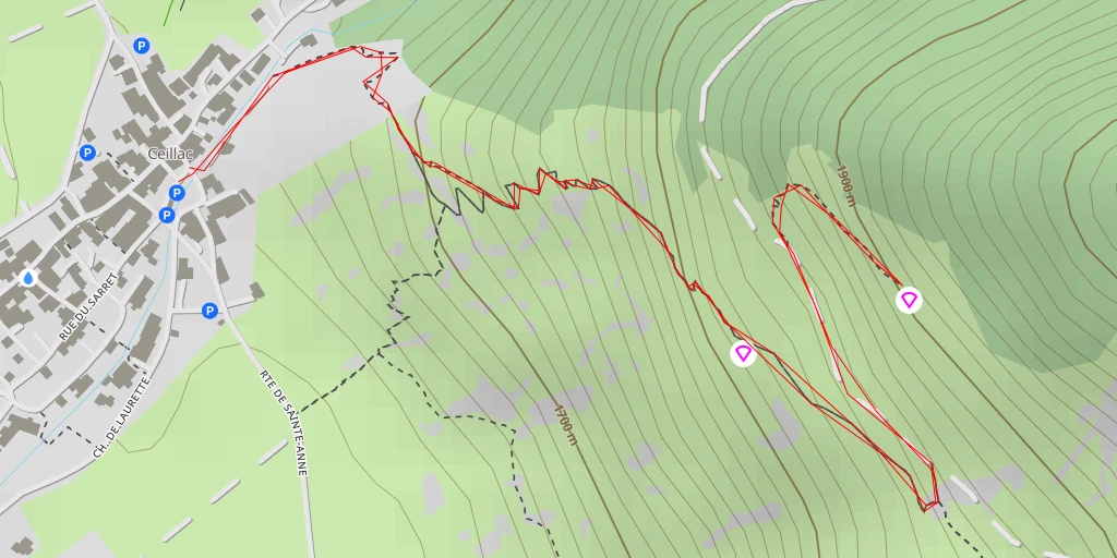 Map of the trail for Décollage supérieur Ceillac