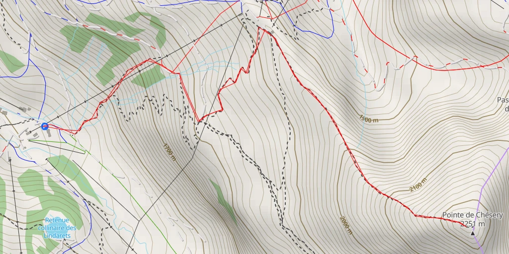 Map of the trail for Pointe de Chésery