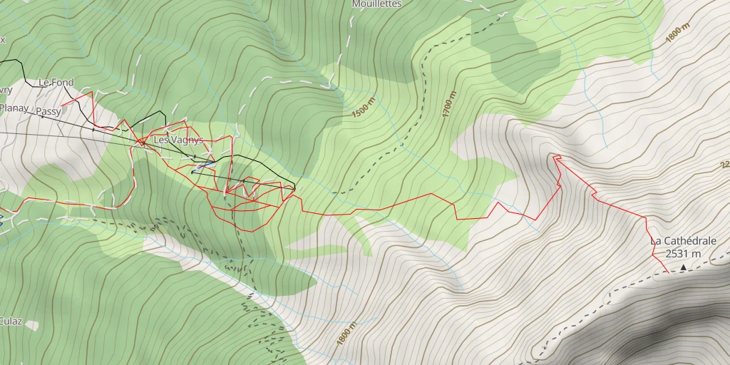 Map of the trail for La Cathédrale Par la Croix Thévenot