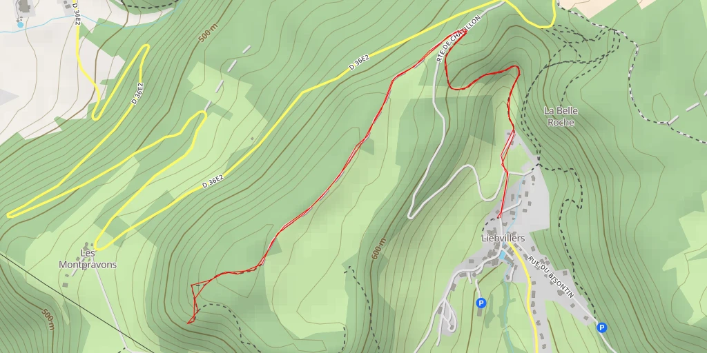 Map of the trail for Route des Fontaines