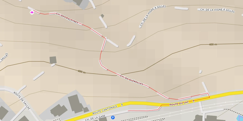 Map of the trail for Chemin des Paleyres