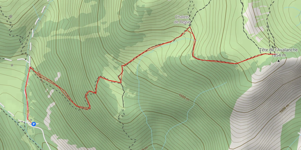 Map of the trail for Tête de l'Avalanche