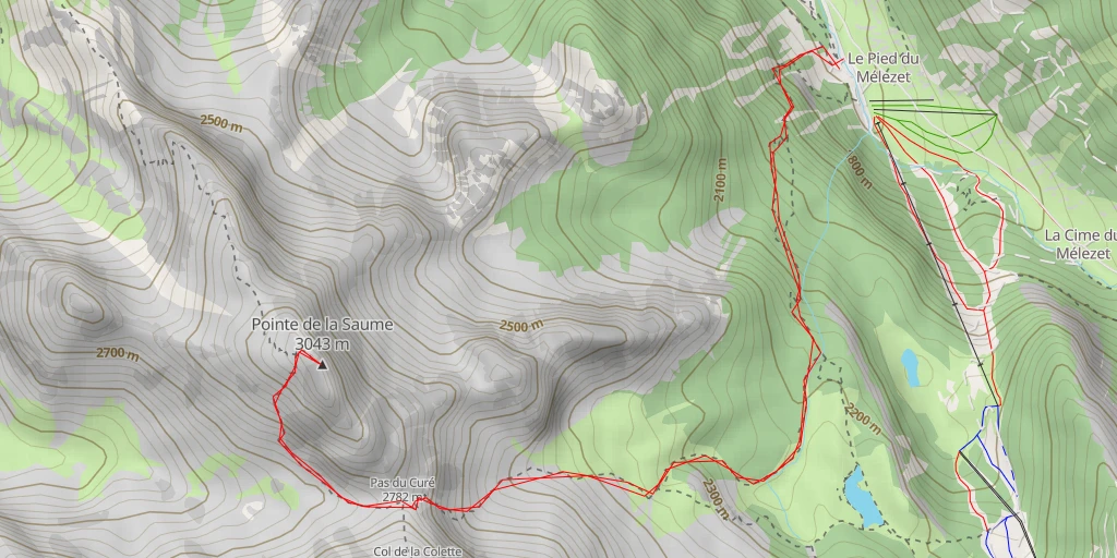 Map of the trail for Pointe de la Saume