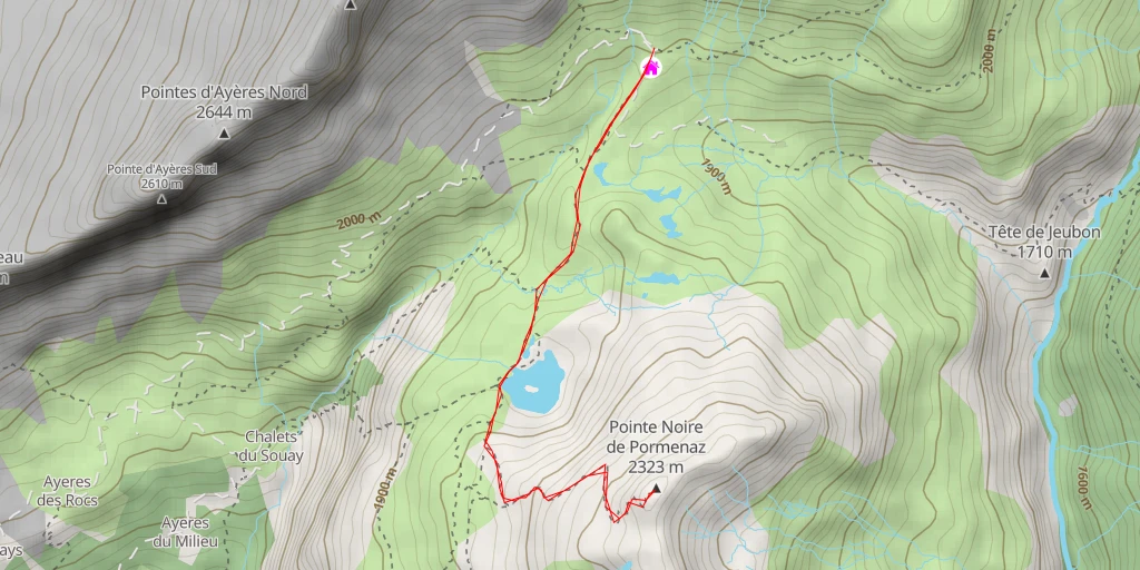 Map of the trail for Pointe Noire de Pormenaz