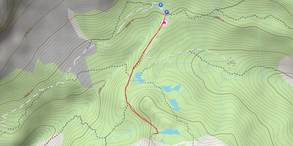 Carte de l'itinéraire :  Col de Laouchet - Sentier du Vuacheret