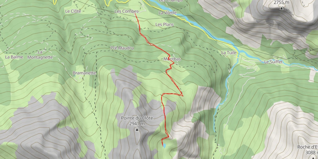 Map of the trail for Lac du Liaël