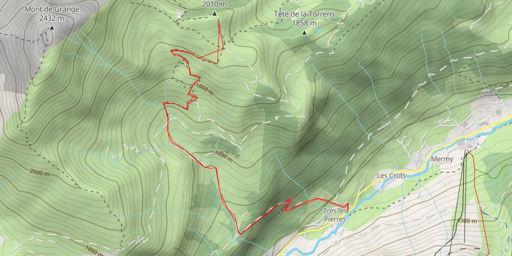 Map of the trail for Pointe des Mattes