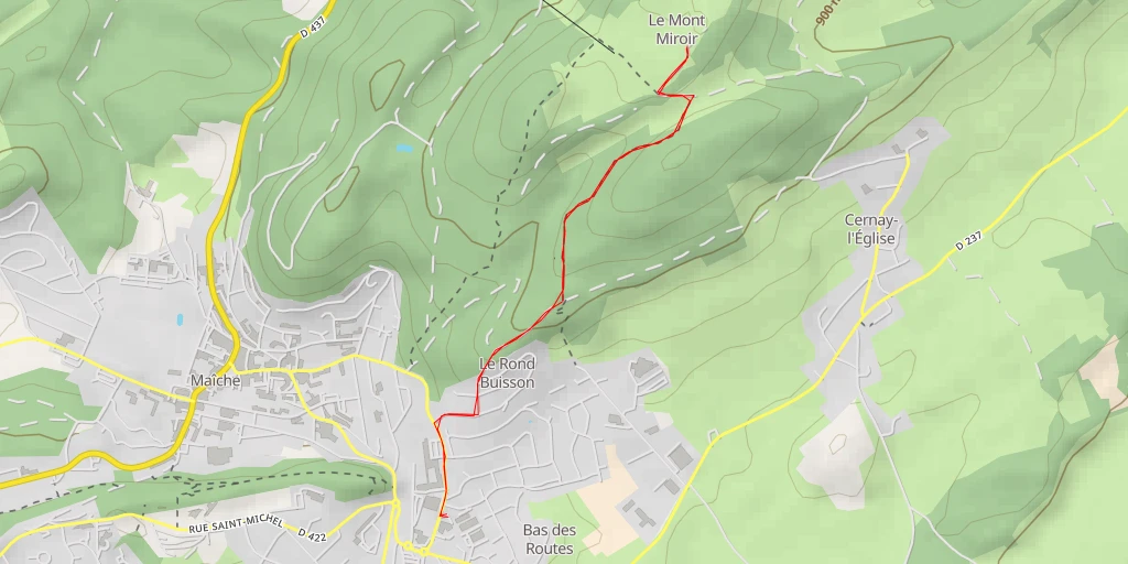 Carte de l'itinéraire :  Mont Miroir