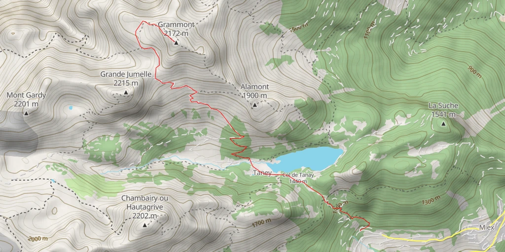 Map of the trail for Grammont Versant S (voie normale)