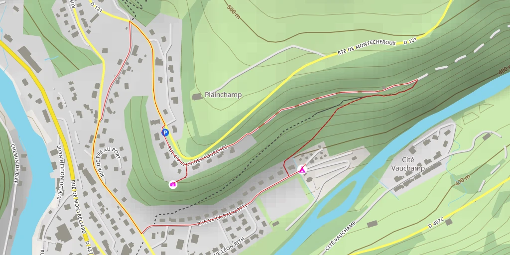 Carte de l'itinéraire :  Rue du Clos des Fourches