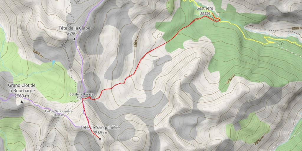 Map of the trail for Tête de Sanguinière