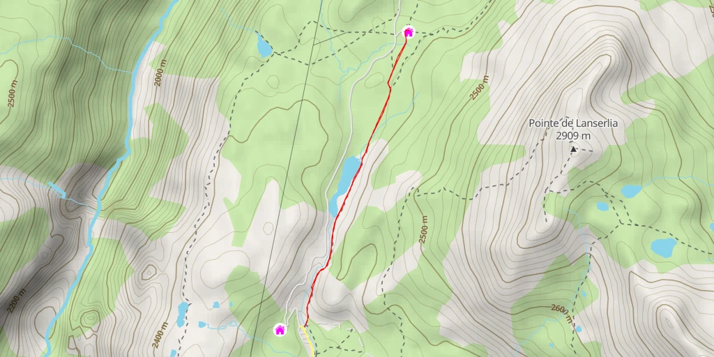 Map of the trail for Refuge du Plan du Lac