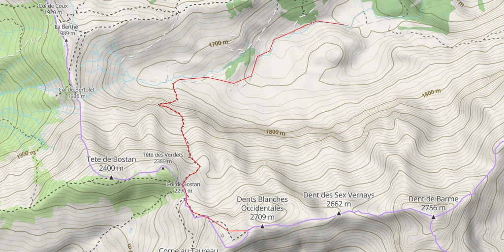 Map of the trail for Dents Blanches Occidentales