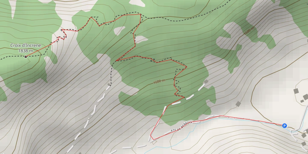 Carte de l'itinéraire :  Croix d'Increne