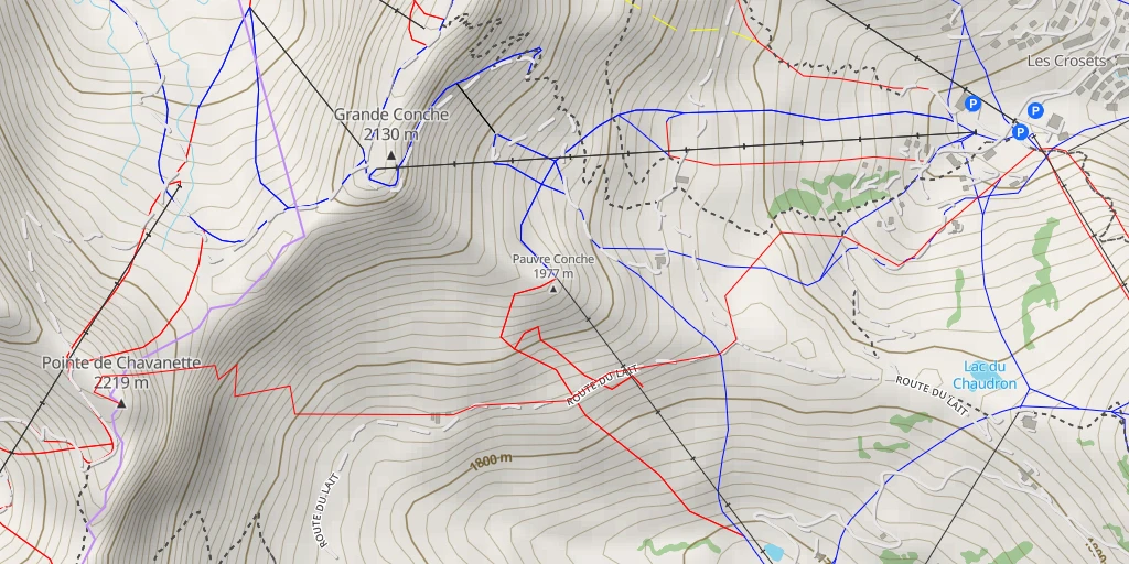 Map of the trail for La Patenaille Couloir E de droite