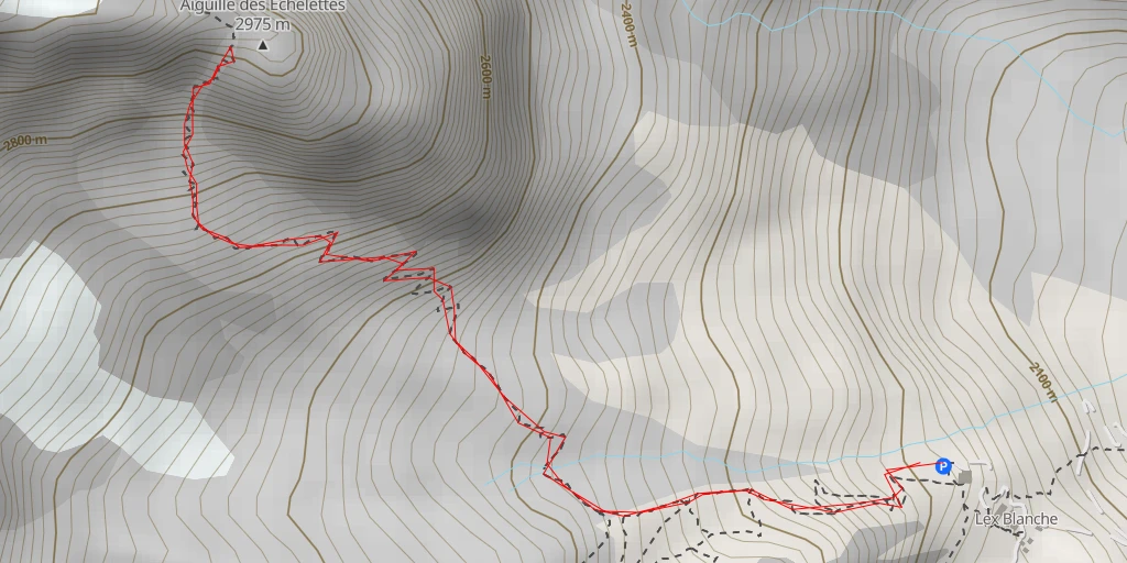 Carte de l'itinéraire :  Aiguille des Échelettes