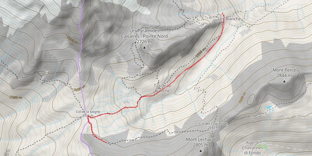 Carte de l'itinéraire :  Sentiero Colle della Seigne Colle des Chavannes - Sentiero Colle della Seigne Colle des Chavannes