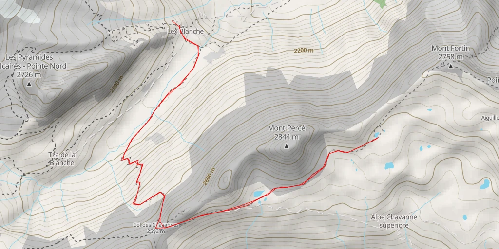 Map of the trail for Laghi del Mont Fortin