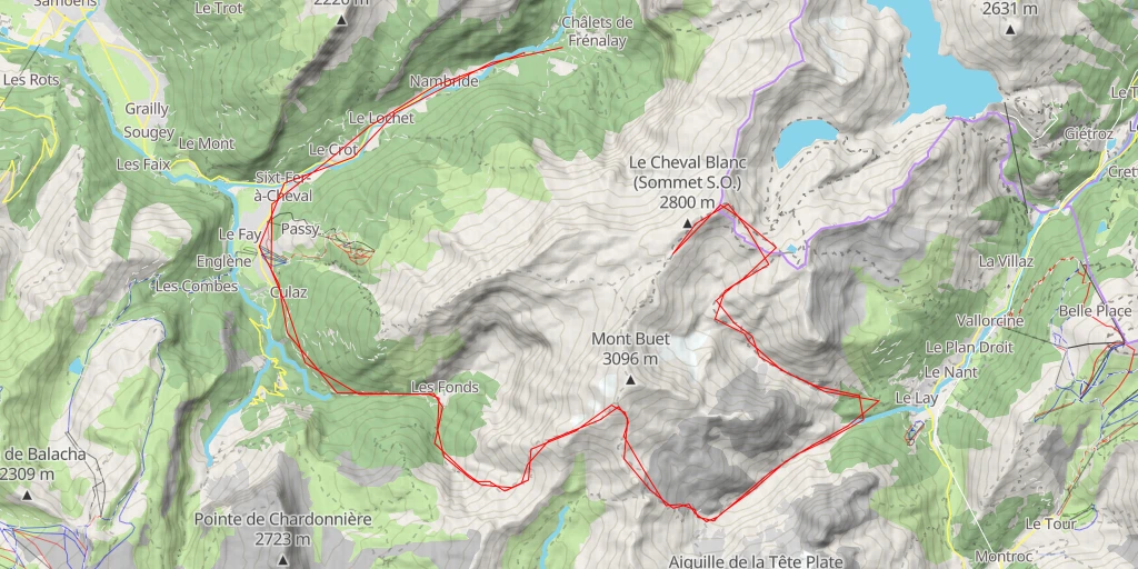 Map of the trail for Plan du Buet