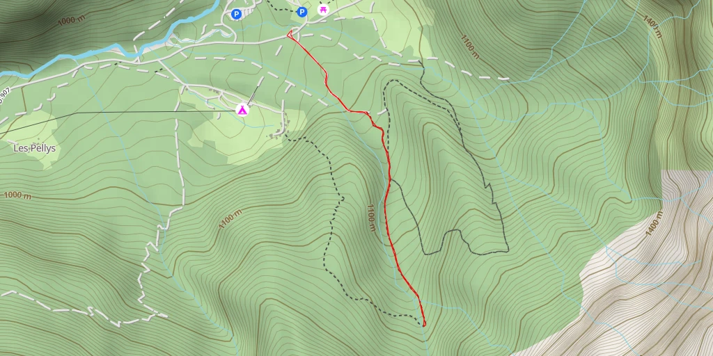 Map of the trail for Cascades des Curtets