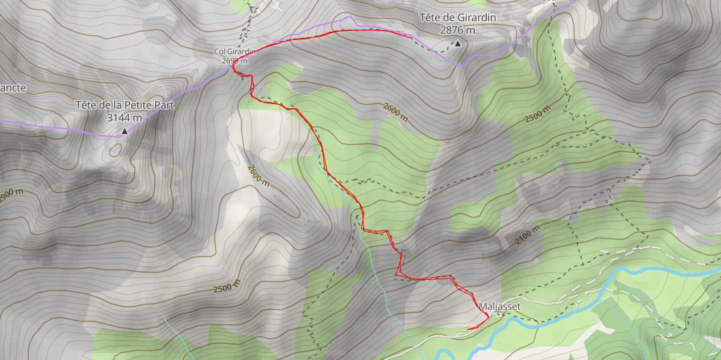 Map of the trail for Tête de Favière