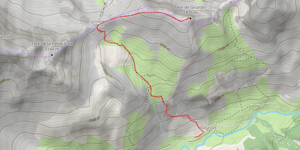 Carte de l'itinéraire :  Tête de Girardin