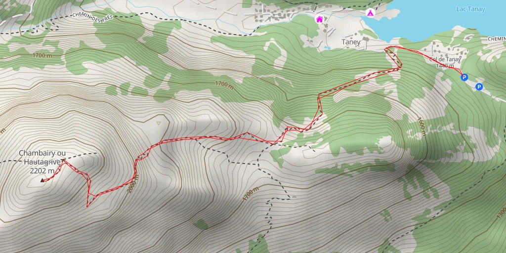 Map of the trail for Chambairy ou Hautagrive