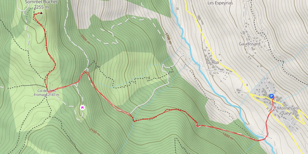 Map of the trail for Sommet Bucher