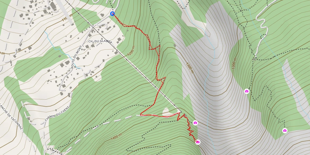 Carte de l'itinéraire :  Chemin du Glacier