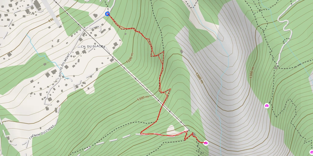 Carte de l'itinéraire :  Glacier des Bossons