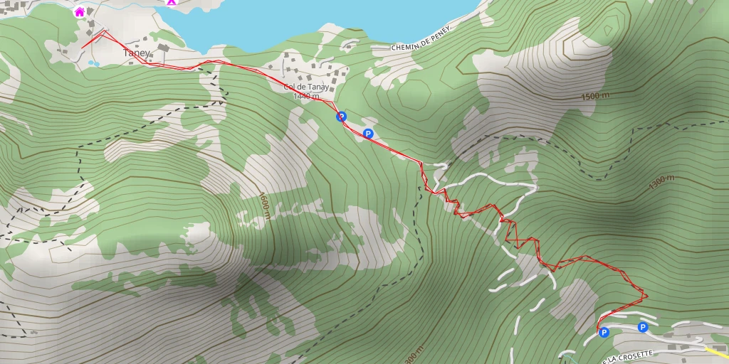 Map of the trail for Chemin de Taney