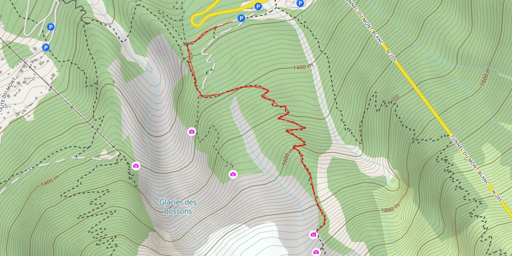 Map of the trail for Tunnel du Mont Blanc