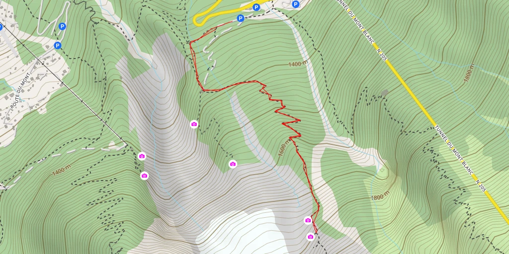 Carte de l'itinéraire :  Tunnel du Mont Blanc