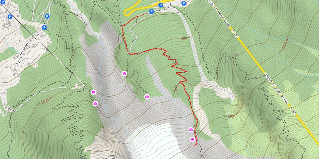 Map of the trail for Tunnel du Mont Blanc