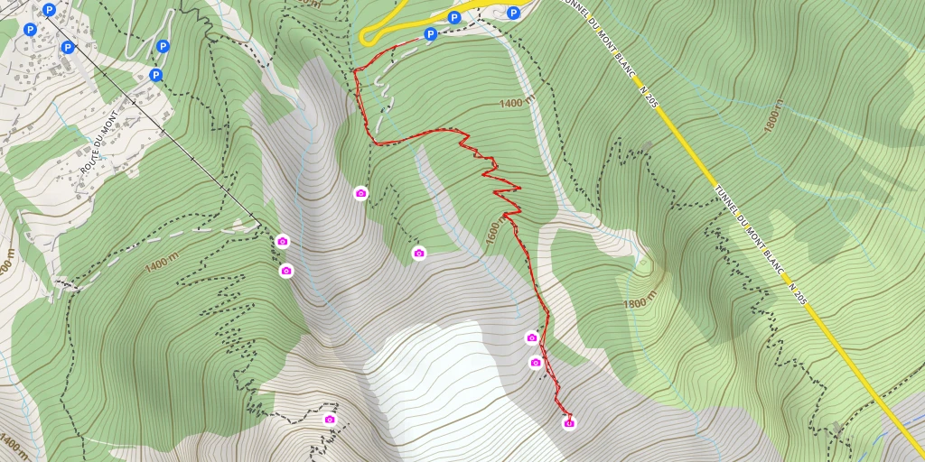 Carte de l'itinéraire :  Tunnel du Mont Blanc