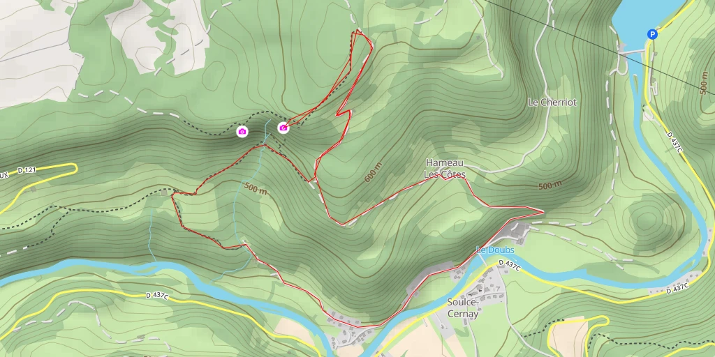 Map of the trail for Rue des Comtes de la Roche