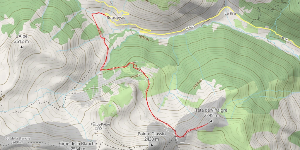 Map of the trail for Tête de Vinaigre