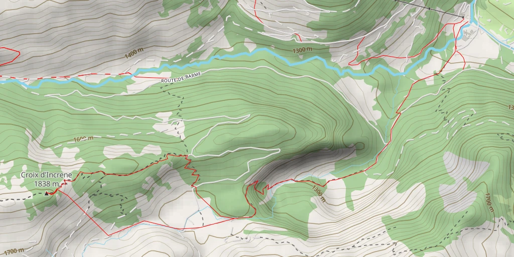 Map of the trail for Croix d'Increne Versant SE