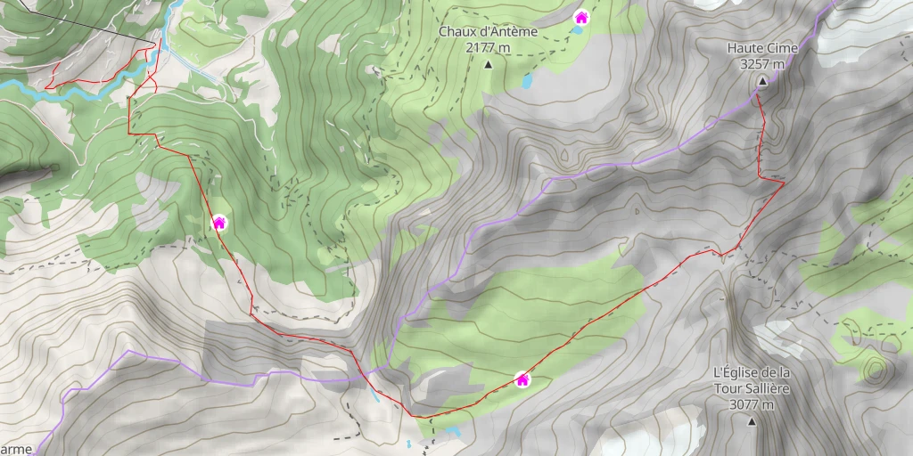 Carte de l'itinéraire :  Haute Cime