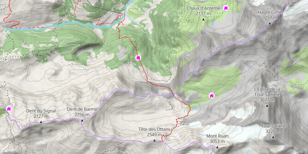 Map of the trail for Tête des Ottans