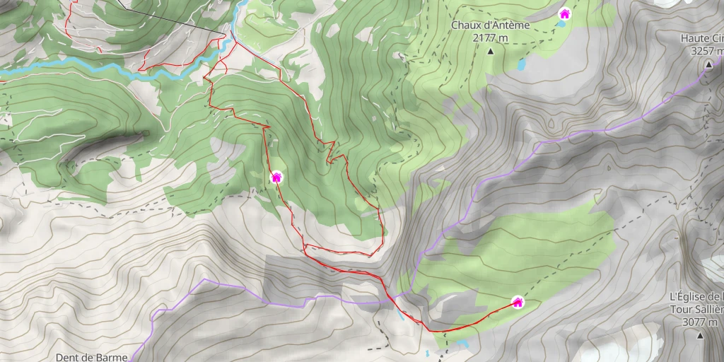 Map of the trail for Cabane de Susanfe